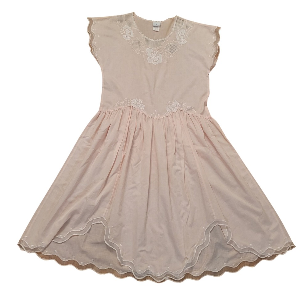 Gilligan OMalley M Nightgown Pink Embroidered Floral Lightweight Slip Dress